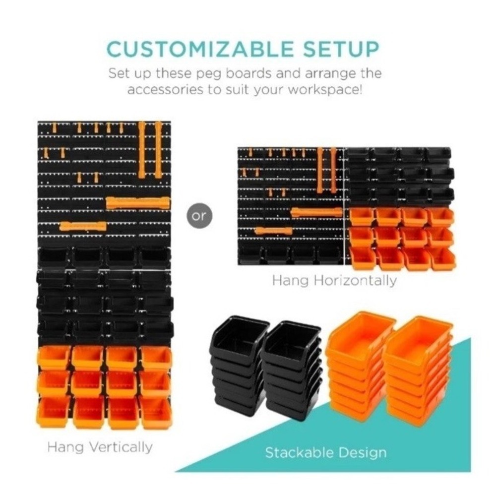 Wall Mounted Storage Bins Parts Rack 30 Bin Organizer Garage Plastic Shop Tool